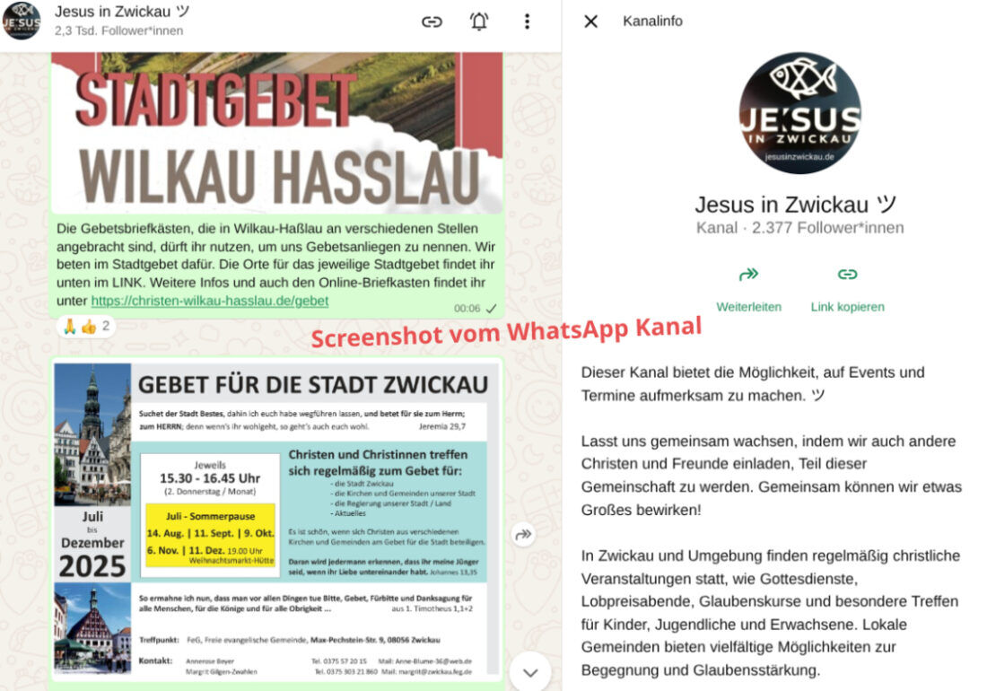 Screenshot vom WhatsApp Kanal
