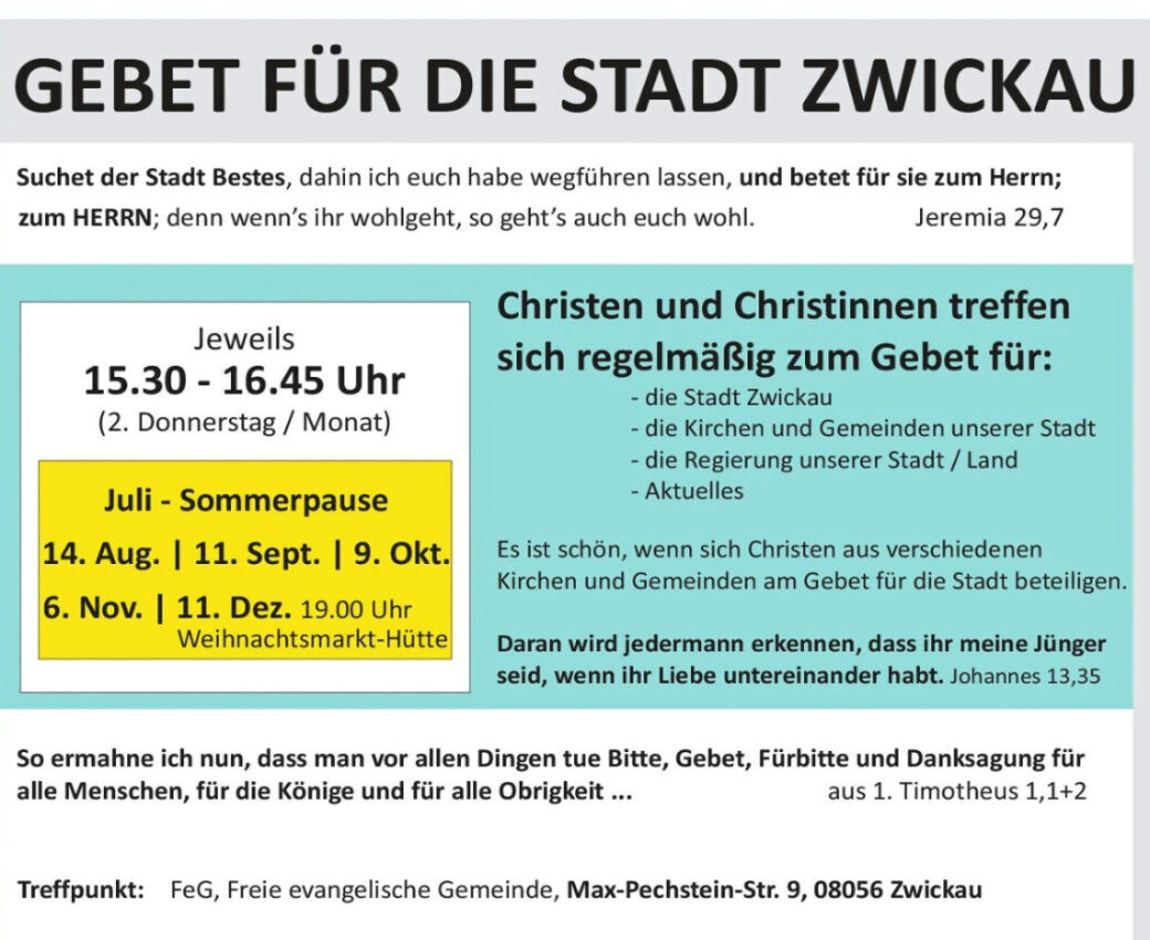 Gebet für die Stadt Zwickau