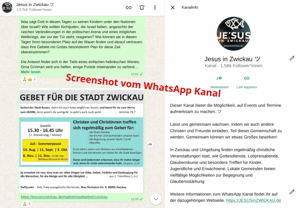 Screenshot vom WhatsApp Kanal
