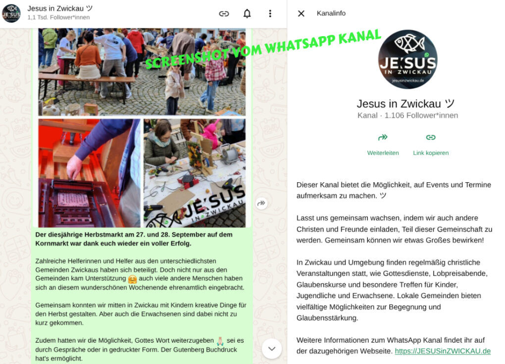 Screenshot vom WhatsApp Kanal