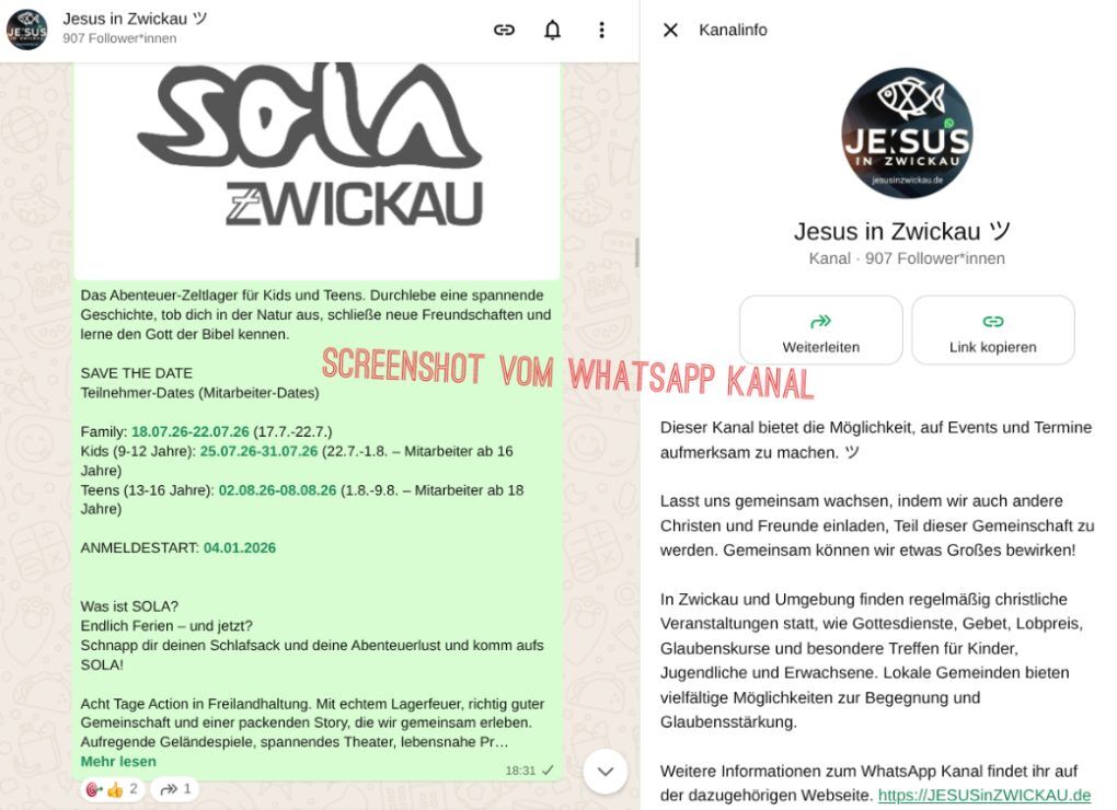 Screenshot vom WhatsApp Kanal
